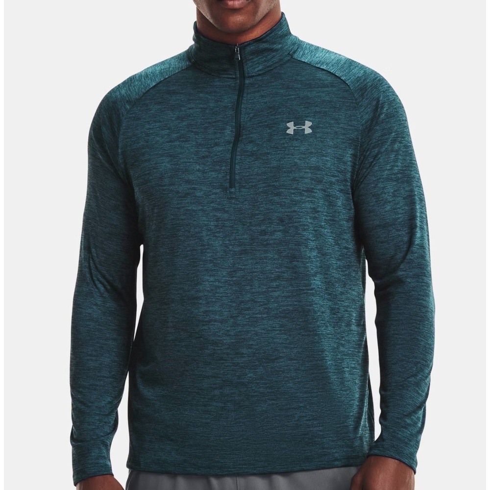 Under Armour Men's UA Tech 1/2 zip Long Sleeve Moisture Wicking Shirt Top Jade M